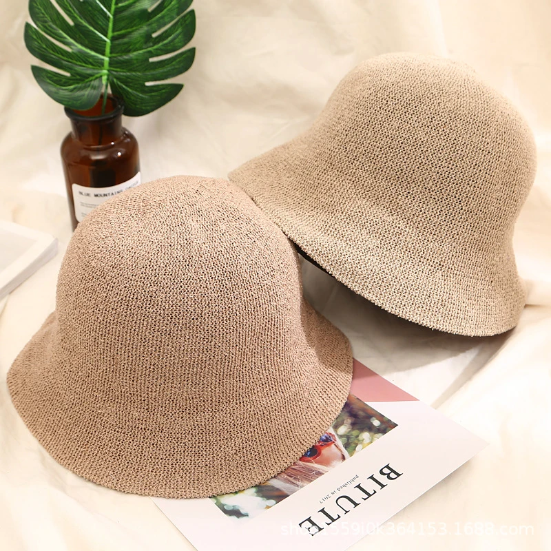 Панама женская из хлопка и льна вязаная шапка в стиле Харадзюку уличная Кепка для