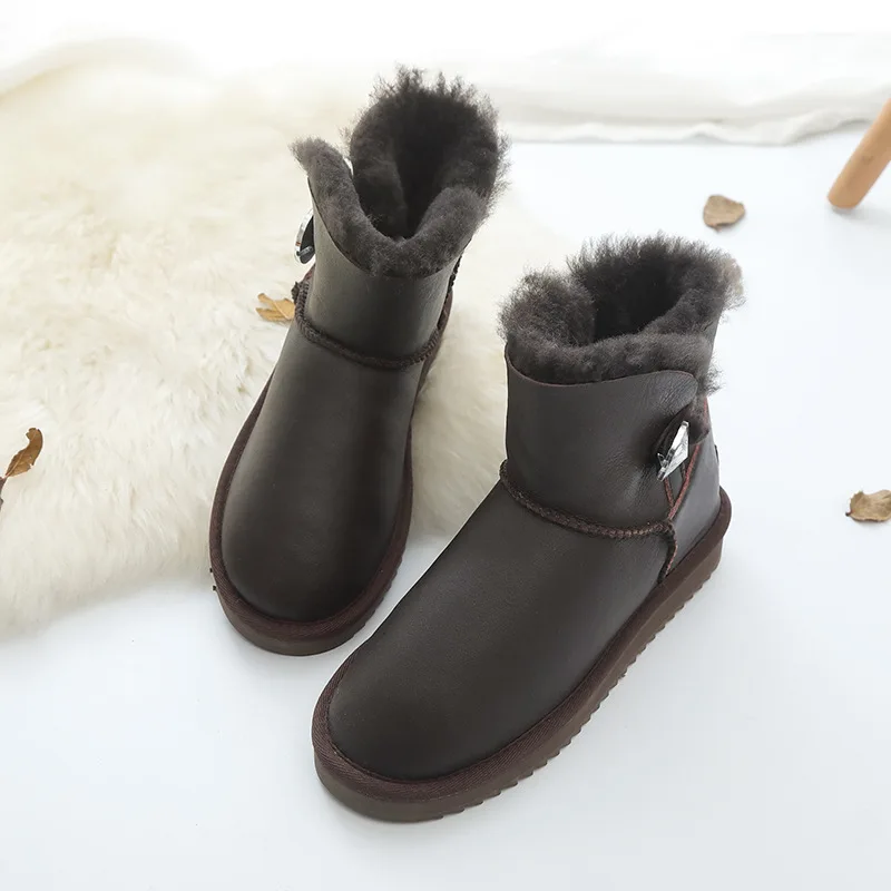 2020 лучшие женские ботинки Зимние из натуральной овечьей кожи Модные ботильоны 100%