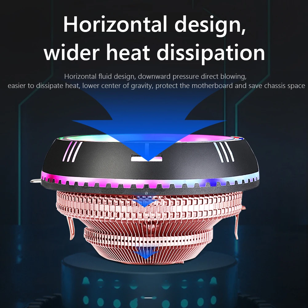 Воздушный кулер для ЦП LANSHUO Rainbow RGB с бесшумным вентилятором 90 мм алюминиевые