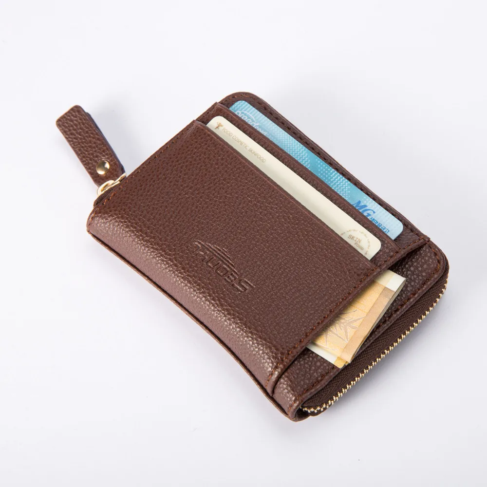 

Vintage Men Wallet Small Purse Male Leather Wallets Coin Pocket Men Zipper Purses Card Holder Money Bag Держатель Кошелька