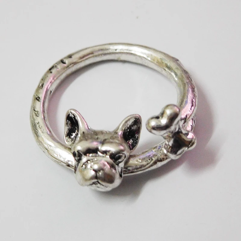 

Vintage Cute French Bulldog Bone Rings Adjustable Animal Ring Popular Jewelry For Ladies Aand Girls Perfect For Animal Lovers