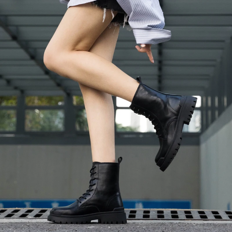 Модные ботинки унисекс из натуральной кожи новинка модные мотоциклетные черные