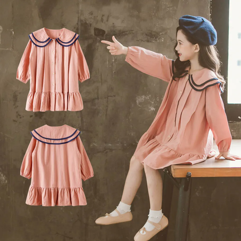 Платье для девочек платья в стиле пэчворк Двухслойное школьное платье детский