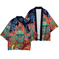 japanese kimono and pant set haori yukata cosplay men fashion summer print streetwear jackets clothes