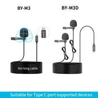 boya by m3m3d lavalier microphone omnidirectional with usb type c interface 6 meters cable compatible audio video record micro