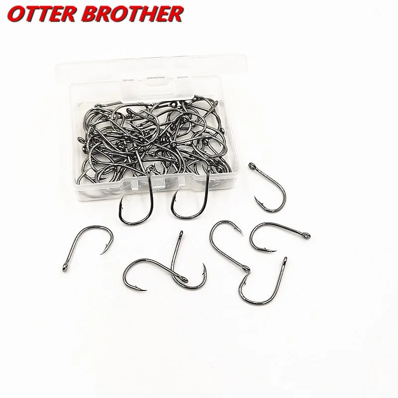 

60pcs/Box Circle Carp Eyed Barbed Fishing Hook 3-12# Ring eye High Carbon Stainless Steel Japan Fishhooks Single Jig Tackle