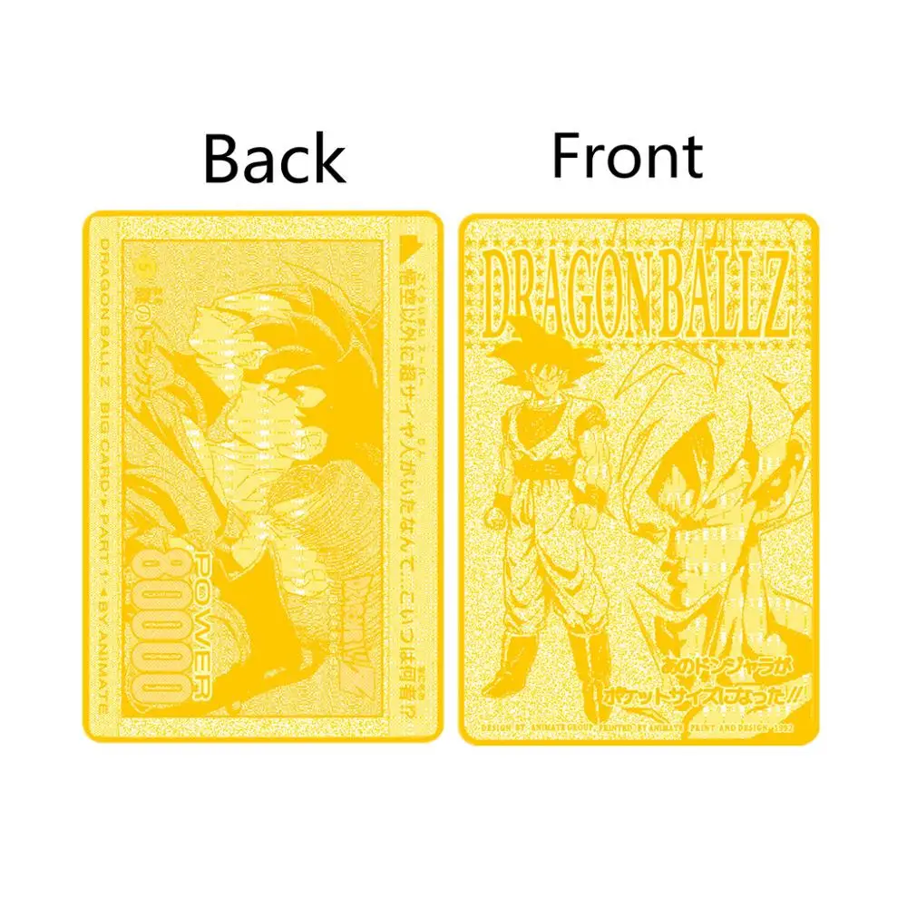 6 шт./лот металлический Dragon Ball Crad(1 шт. золотая металлическая карточка и 5 шт. бумажные игровые карты) с коллекционной пластиковой коробкой Super Dragon Ball Z