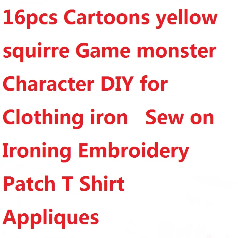 

16pcs Cartoons yellow squirre Game monster Character DIY for Clothing iron Sew on Ironing Embroidery Patch T Shirt Appliques