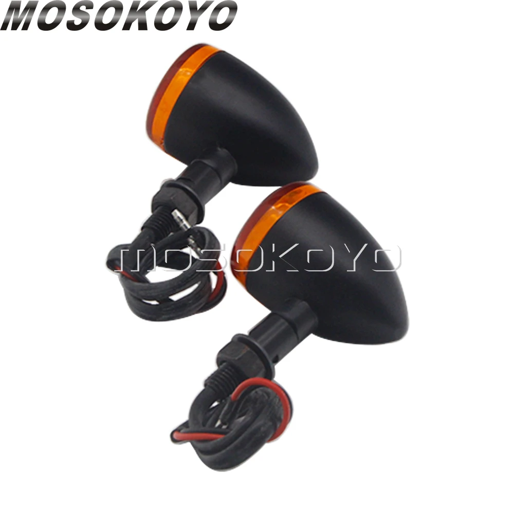 Black Motorcycle Retro Bullet Amber Turn Signals Indicators Light for Harley Sportster Yamaha Kawasaki Cafe Racer Bobber Cruiser |
