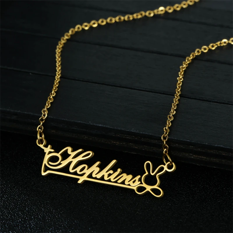 

Stylisteel 18K Gold Plated Stainless Steel Name Necklace Women Wedding Engagement Pendant Necklace Valentine's Day Gift for Wife