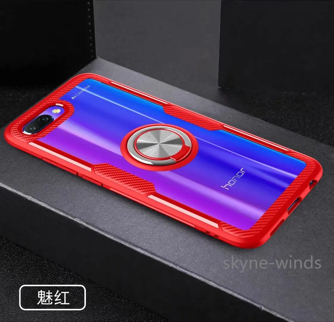 Задняя крышка для Huawei Honor 10 чехол с кольцом и подставкой Прозрачный ударопрочный
