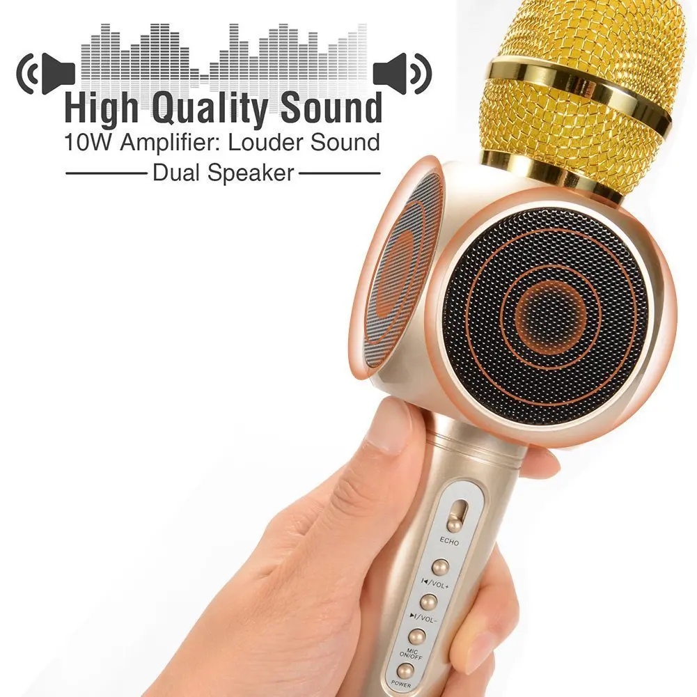 E103 караоке микрофон Bluetooth беспроводной микрофон KTV музыкальный плеер динамик портативный караоке машина Microfono для смартфона