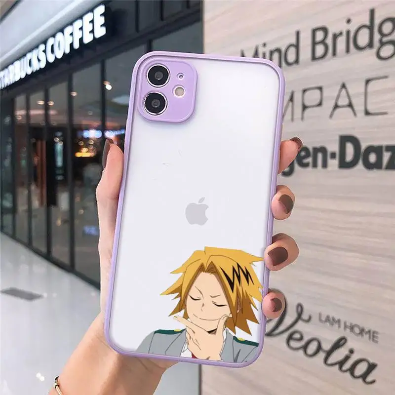 

Denki kaminari Phone Case For iPhone 12 11 Mini Pro XR XS Max 7 8 Plus X Matte transparent Purple Cover