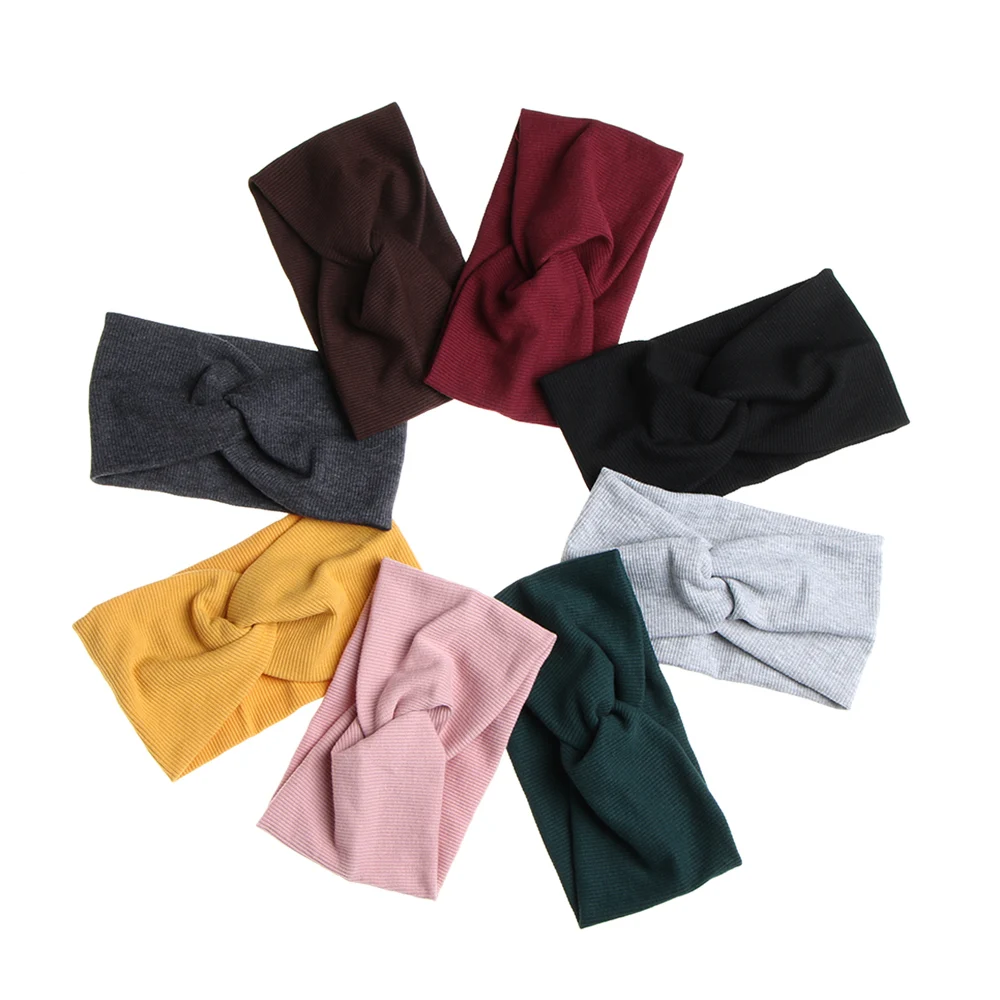 Модная женская вязаная повязка на голову с перекрестными узелками искусственная