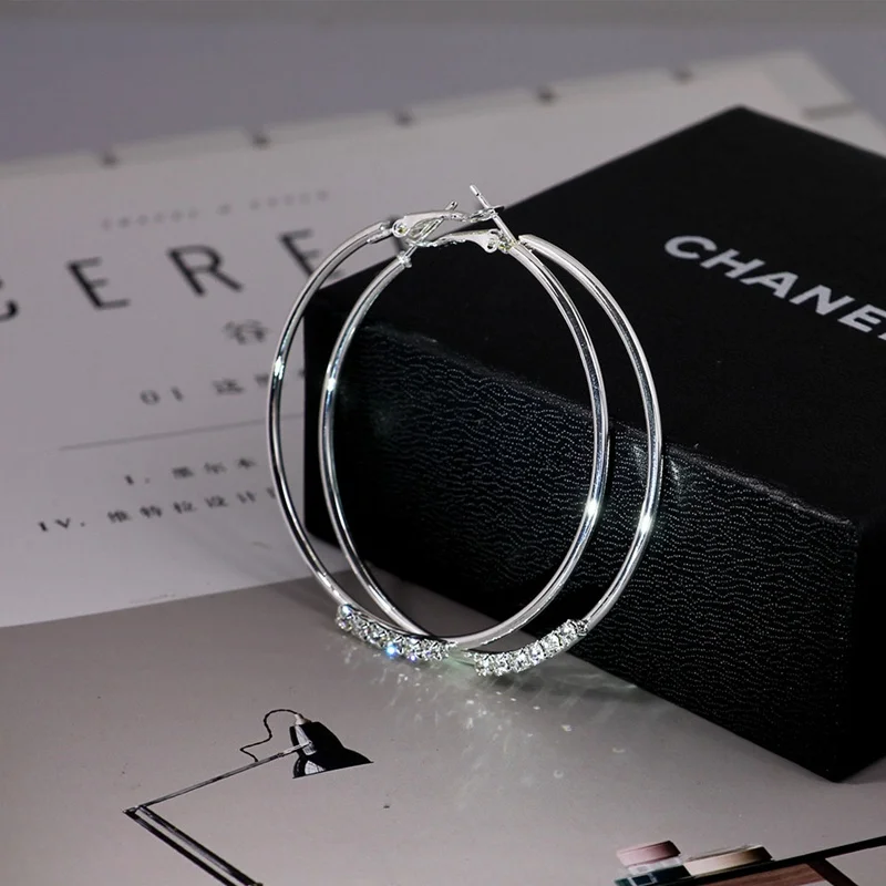 1 пара гладкие круглые креольские большие серьги обручи с серебряным покрытием 925