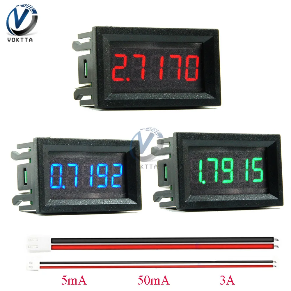 

DC 4-30 в 0,56 дюйма 4 провода 5 знаков 5mA 50mA 3A Амперметр Красный Синий Зеленый Цифровой Дисплей Измеритель Панели тока тестер Встроенный шунт