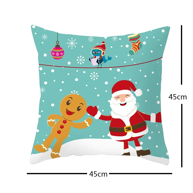 Рождественские украшения для дома наволочка с оленем вапити зеленое