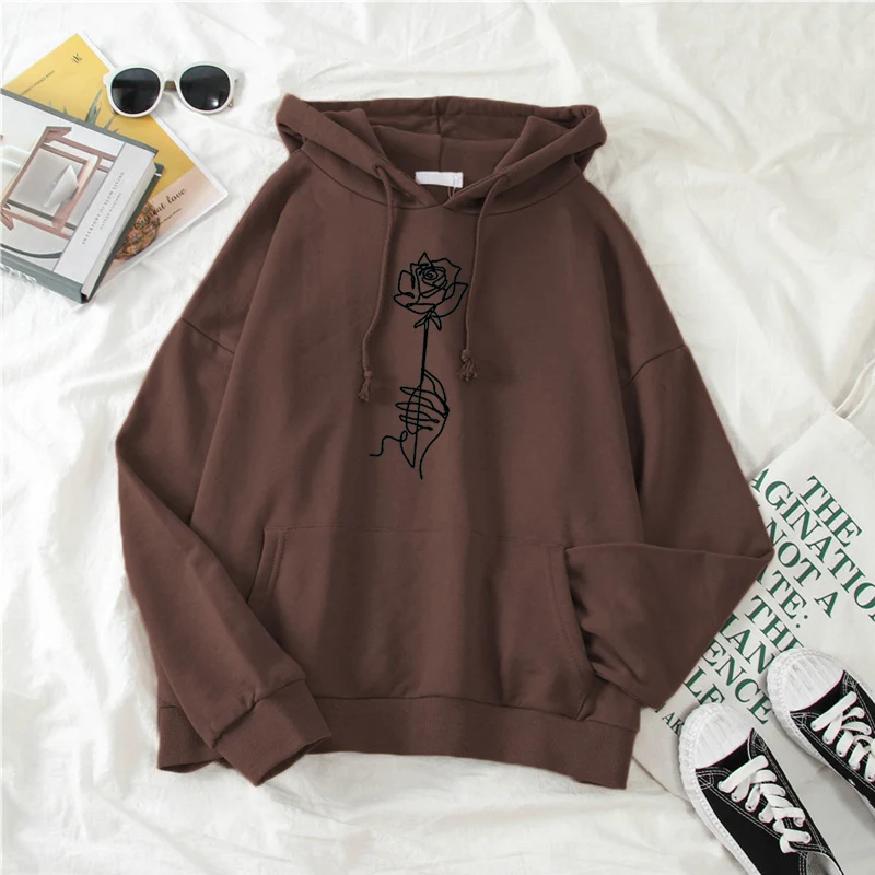 Женская толстовка с длинным рукавом Sudaderas Mujer Harajuku свободная капюшоном