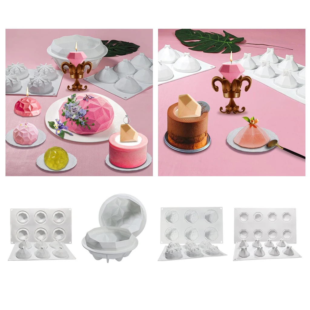 

Diamond Silicone Mold, Non-stick Easy Release Silicone Mold Tray for Handmade Chocolate, Mousse Cake Baking, Biscuit and Soap