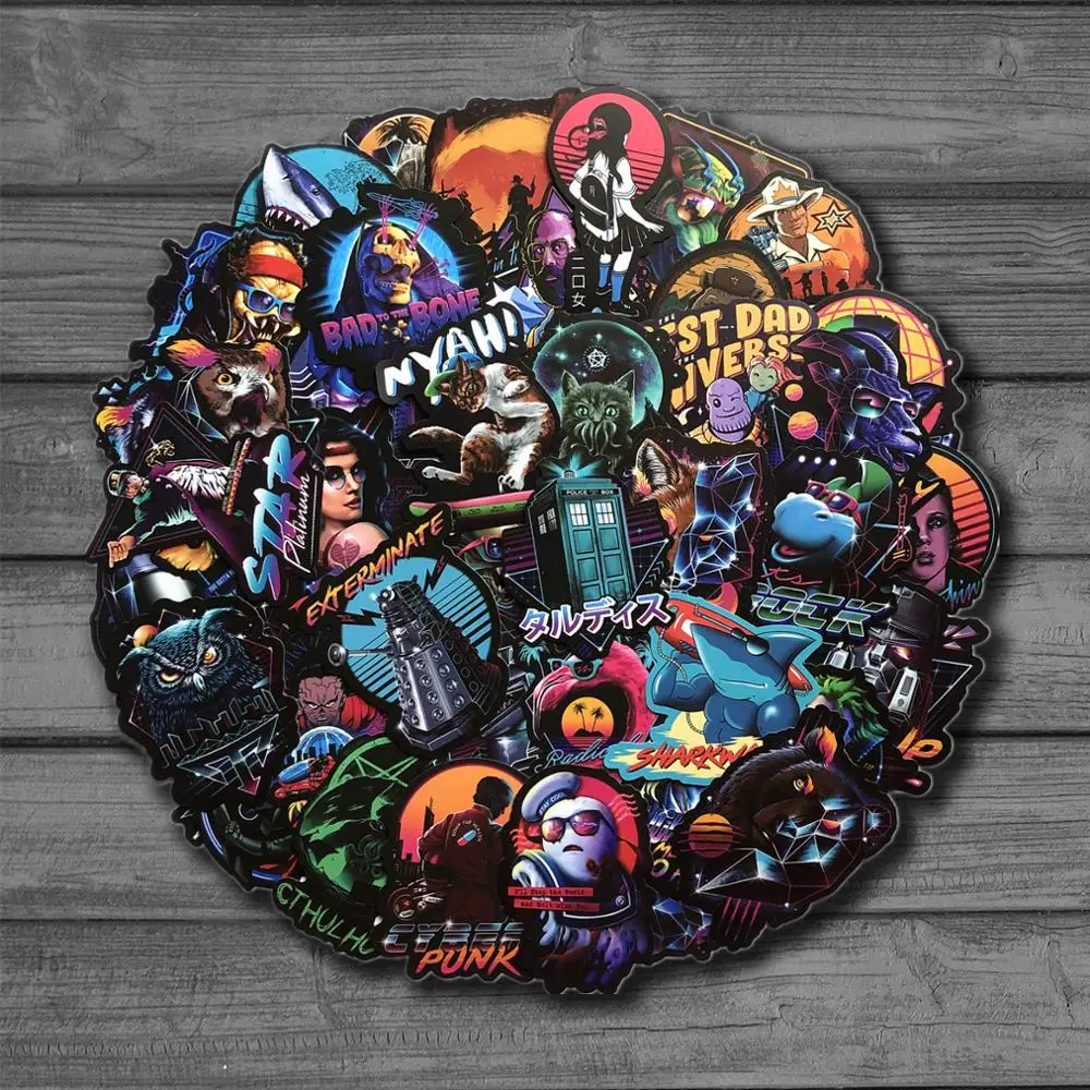 100 шт черный граффити электронный наклейки в стиле панк для Чемодан ноутбука