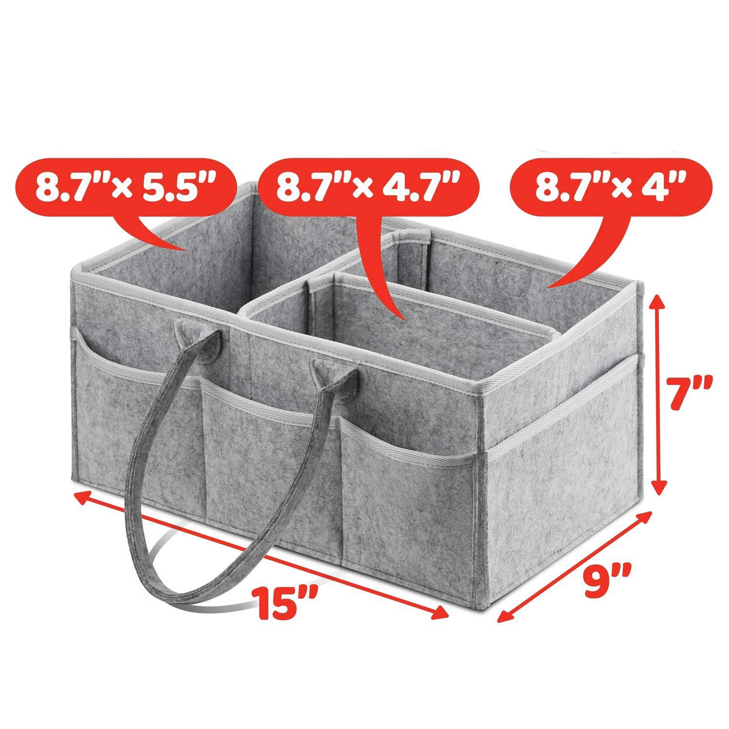 

Baby Diaper Caddy Organizer Portable Holder Bag for Changing Table and Car, Nursery Essentials Storage bins 38*23*18cm