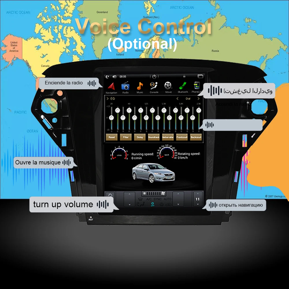 Автомобильный GPS-навигатор на Android 9 0 экран в стиле Теслы для FORD Mondeo 2007-2012 радио