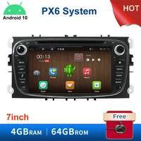 2 din car stereo radio android 10 0 for ford focus mk2 px6 system swc bt mirror link carplay dab gps naviagtion rds dvd cd play