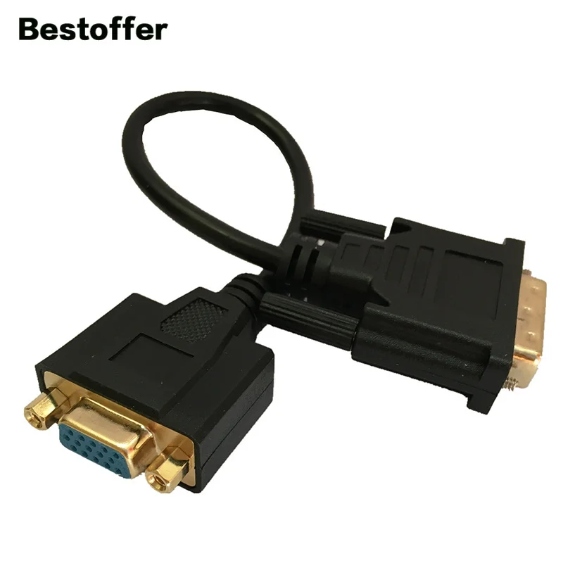 25 см DVI-I 24 + 5 папа к VGA HD15 Женский адаптер кабель позолоченный для игр DVD ноутбука HDTV