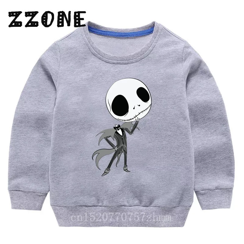 5234C-Gray Детские толстовки с капюшоном Детский свитер для хэллоуинтуан с изображением тыквы, короля, Джек Скеллингтон пуловер для малышей Топы, одежда для мальчиков и девочек KYT5234 - Цвет: 5234C-Gray