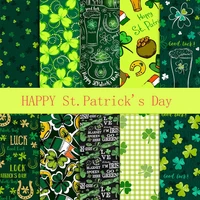st patricks day irish day decorative cloth 10 pcs clover cotton green fabric digital printing patchwork sewing accessories