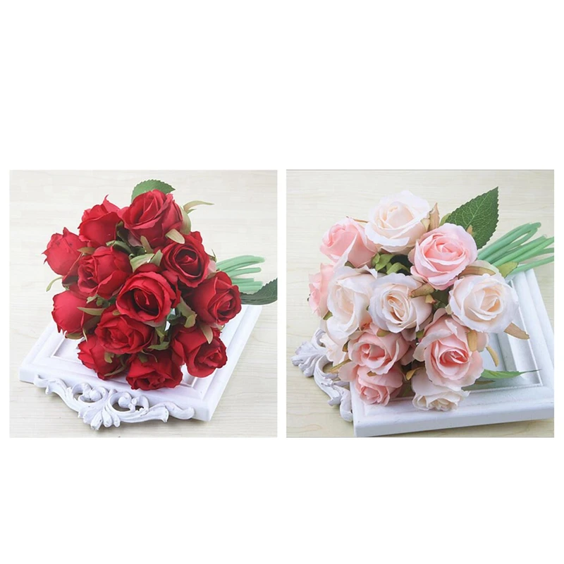 24 шт. искусственные розы свадебный букет женское украшение декор для свадебной