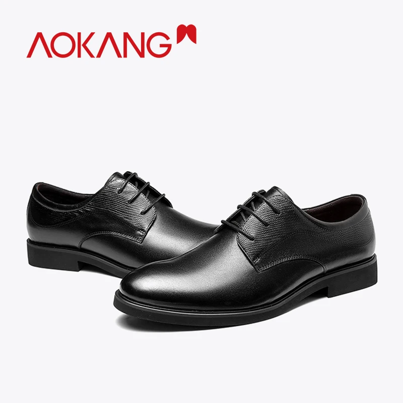 AOKANG/мужские Туфли под платье из натуральной кожи мужские туфли Дерби