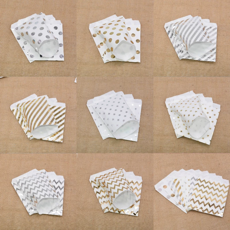 25 шт. крафт бумажные пакеты в горошек со звездами полоску для печенья Подарочный