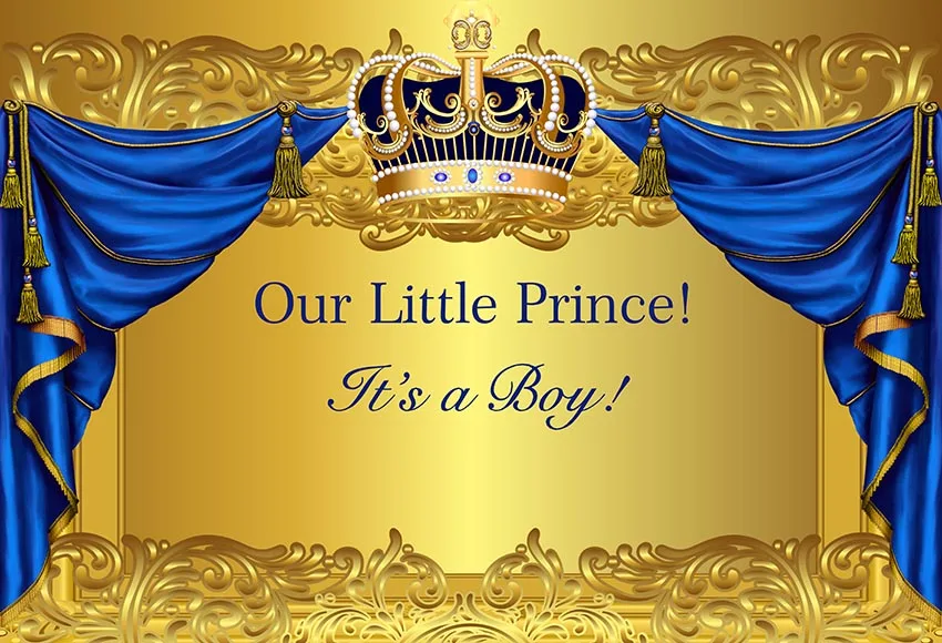 

7x5ft Gold Crown Little Prince Boy Baby Shower Party Texture Custom Photo Studio Background Backdrop Vinyl Banner 220cm x 150cm