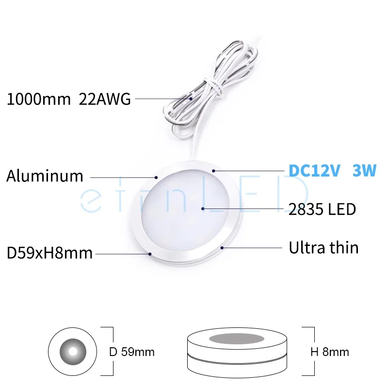 etrnled led under cabinet lights 12v 3w surface mounted mini spotlight kit home interior kitchen showcase wardrobe cupboard lamp free global shipping