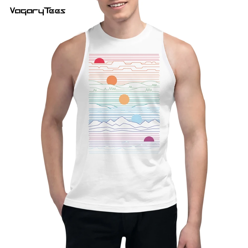 

Мужская безрукавка с рисунком, повседневный жилет с рисунком, линия отталкивания, летняя уличная одежда