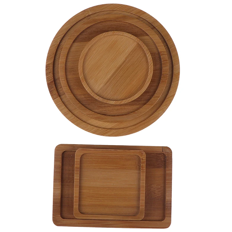 

Bamboo Round Square Plates For Succulents Pots Trays Base Stander Garden Decor Home Decoration Crafts
