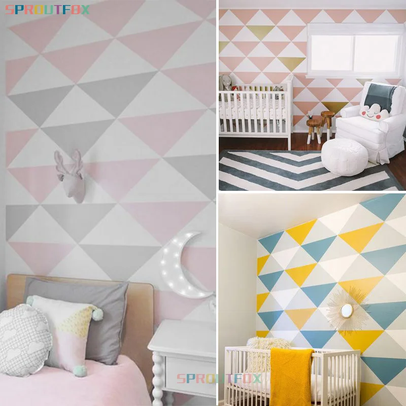 Виниловая наклейка сделай сам для детской комнаты в виде больших треугольников