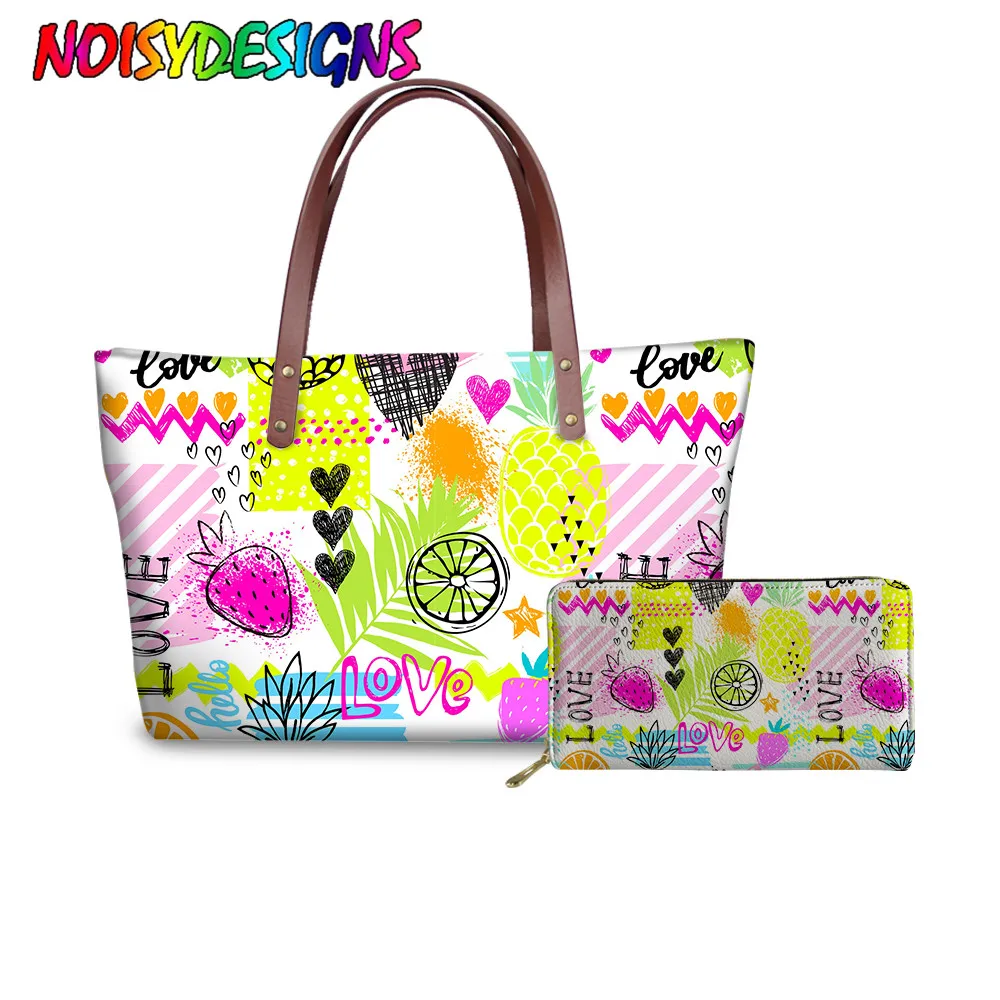 NOISYDESIGNS Hot Bag Women Fashion Travel Pineapple Strawberry Love Printing Handbag Ladies Shoulder Bags Personality | Багаж и сумки