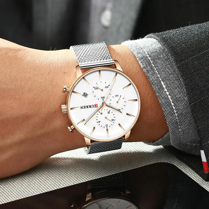 

Curren Fashion Casual Quartz Watch men Complete Calendar Waterproof Resistant Luxury Brand relogio masculino 2021