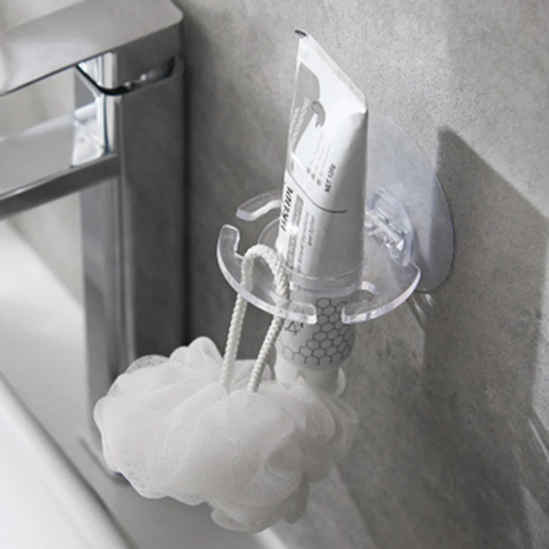 2pcs/lot Self-adhesive Wall Mount Toothpaste Dispenser & Toothbrush Holder Set for Bathroom Storage - Squeezer Shaver Holder & Shelves image 4