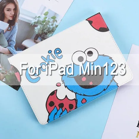 Blue For mini 123 Умный чехол с мультипликационным принтом Элмо и куки для iPad Air 1/2, iPad, ультра тонкий чехол с подставкой для iPad 234, mini12345, Автоматическое включение/выключение - Цвет: Blue For mini 123