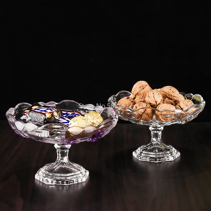 Европейская Модное Блюдо из фруктов Роза стеклянная Высокая фруктовая миска для