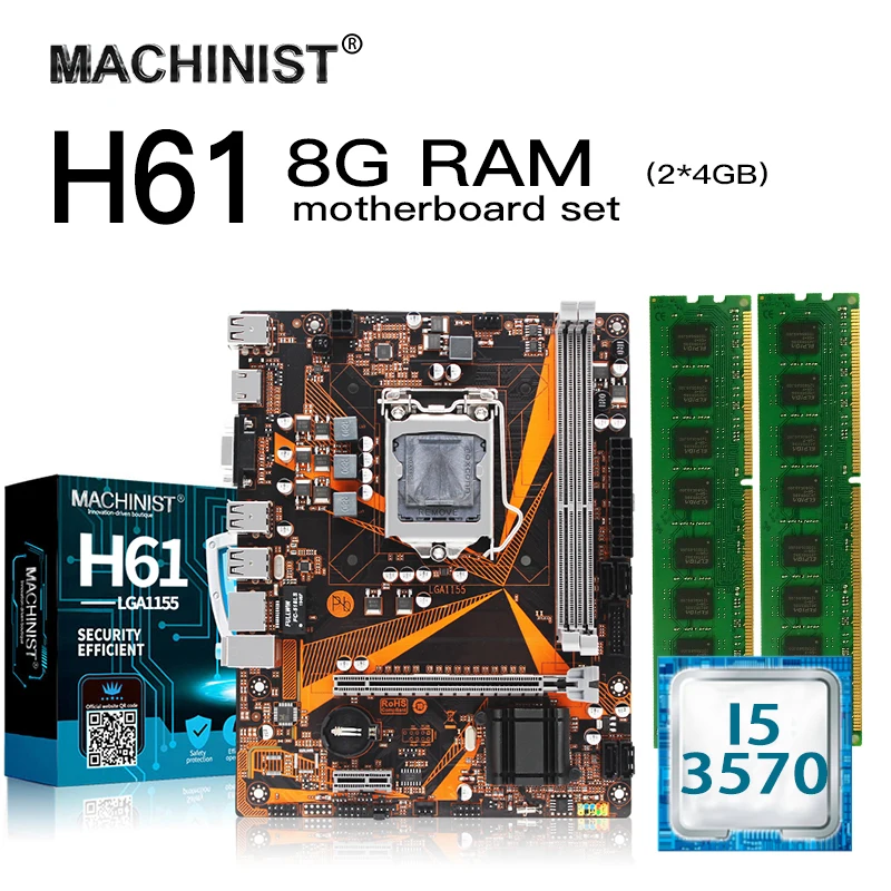 Комплект материнской платы H61 LGA 1155 для настольных ПК комплект H61M-H с процессором