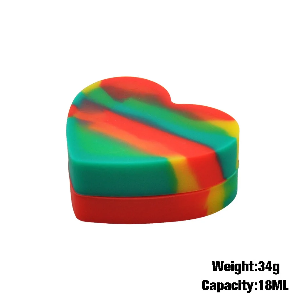 Силиконовая коробка для дымового масла в форме сердца цветная лекарств объем 18