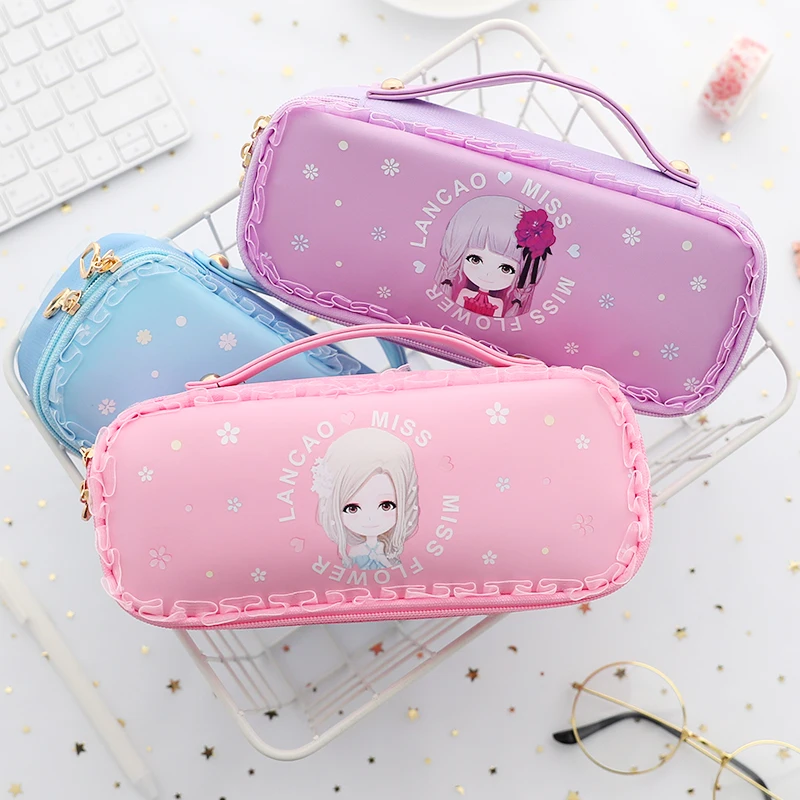 Чехол для карандашей креативные милые Пеналы высокая емкость кружевное