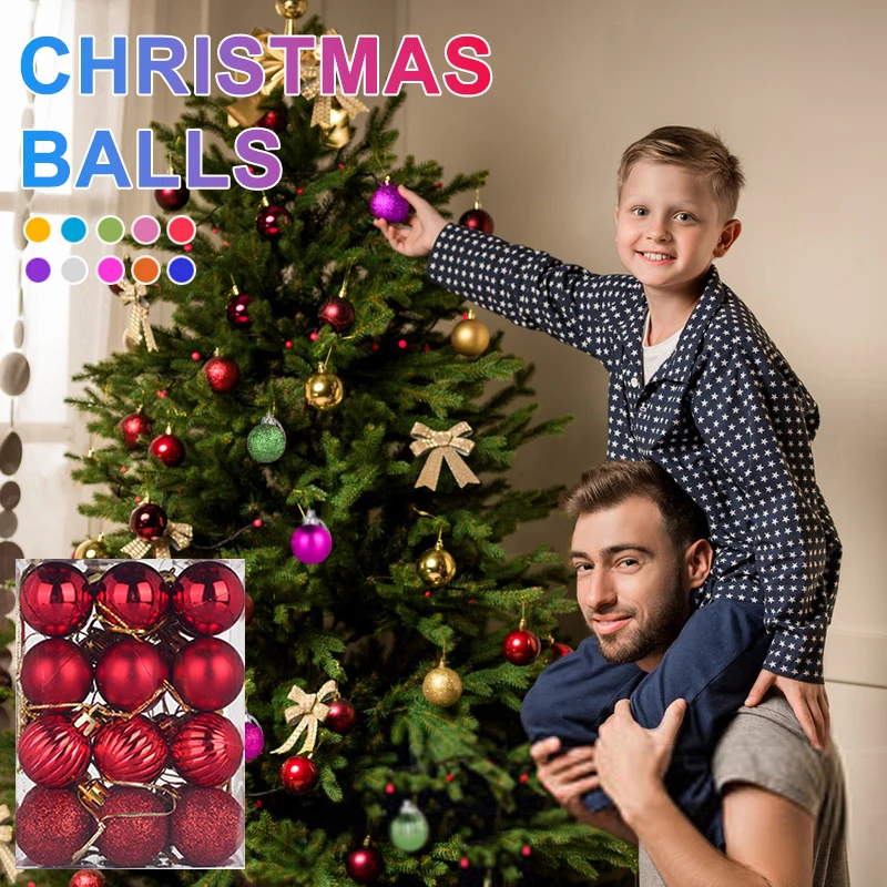 24 шт. Рождественские елочные украшения, рождественские шары, украшения для рождества, подвесные шары, подходят для семейных, вечерние, современные украшения