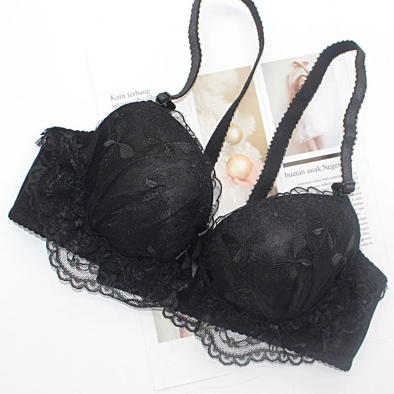 

Bras for Women Lingerie Set Push Up Black Sexy Women Lace Brassiere Bra And Panty Set Wireless Underwear Lenceria Bralet