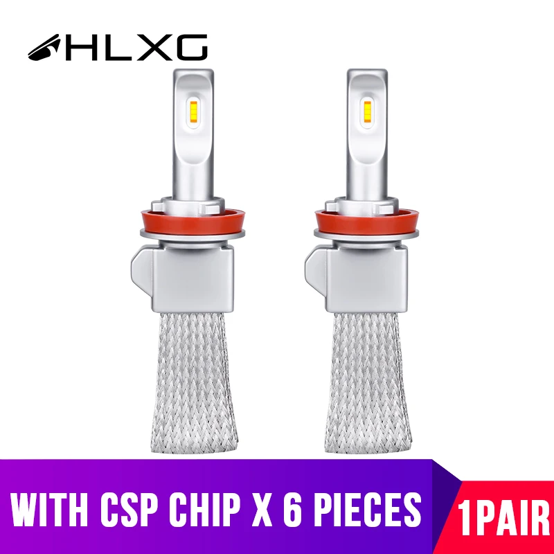 Hlxg 2шт H1 H7 светодиодный H4 H11 9005 9006 фары CSP чип Противотуманные лампы для