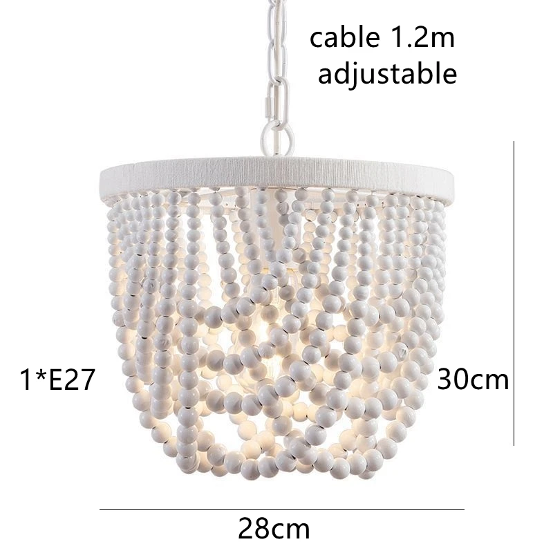 Американский кантри в богемном стиле белый деревянный подвесной светильник из